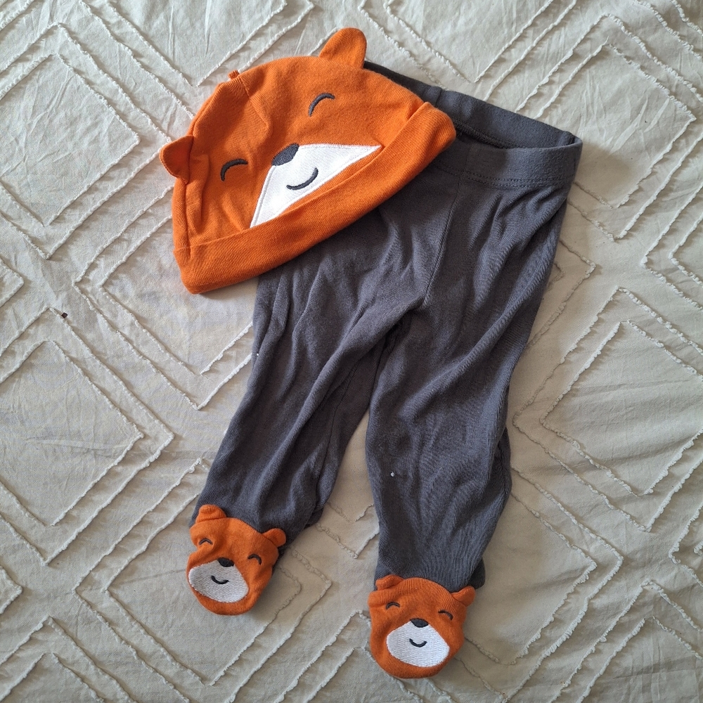 Hat and footie pant set 3m